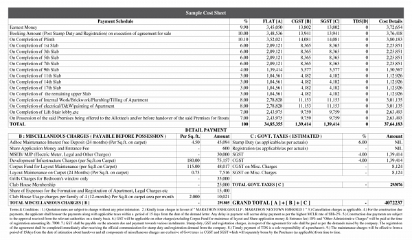 Cost Sheet Cost Sheet
